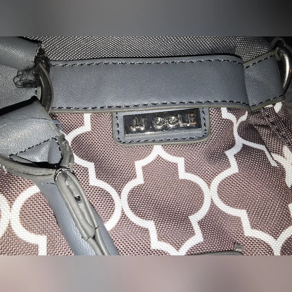 JJ COLE Grey geometric pattern diaper bag w/ changing‎ pad.